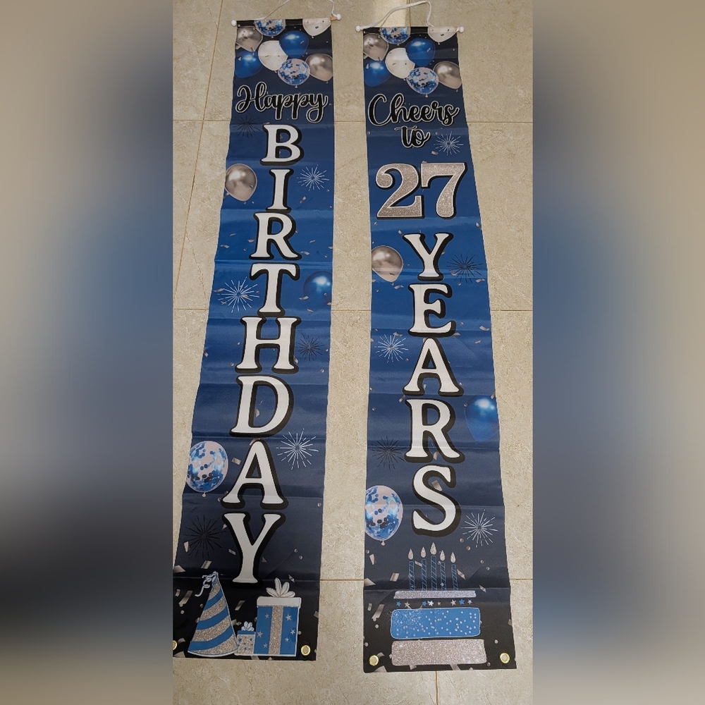 Blue and Silver Birthday Banner